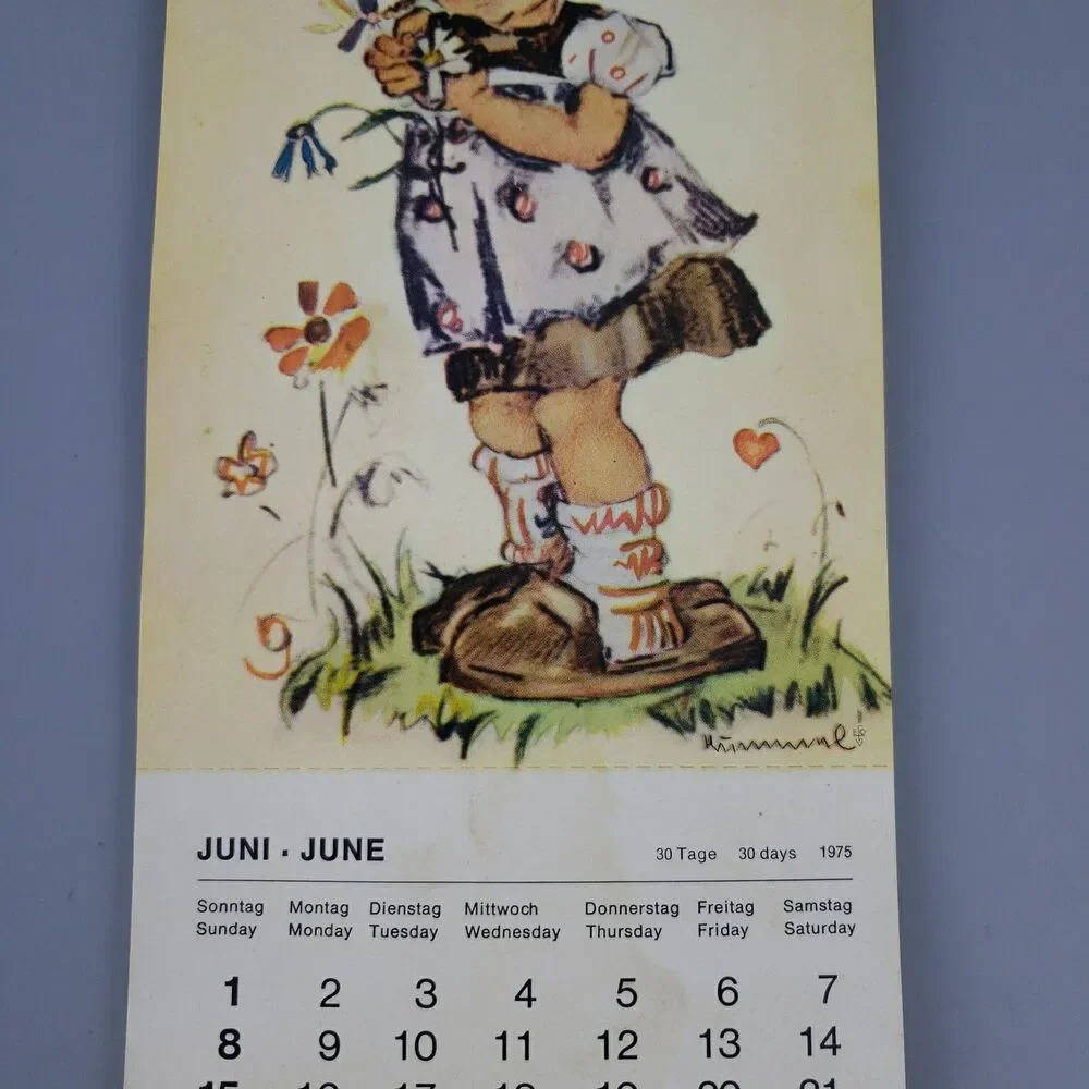 Fink Hummel Calendar 1975 Postcard Germany June-December Vintage Ephemera